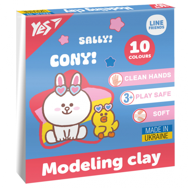 Набори для ліплення - Пластилін Yes Line friends 10 кольорів (540664)