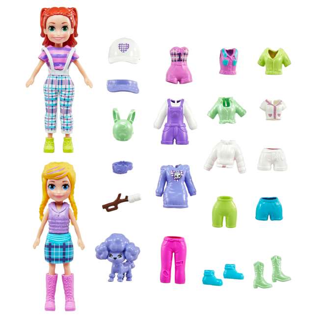 Ляльки - Ігровий набір Polly Pocket Модний гардероб для двох Пікнік на природі (HNF51/5)