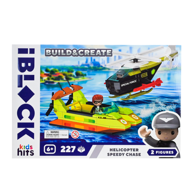 Конструктори з унікальними деталями - Конструктор IBLOCK Junior Kids hits Build & create Helicopter speedy chase (KH42/004/1)