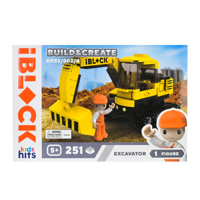 Конструктори з унікальними деталями - Конструктор IBLOCK Junior Kids hits Build & create Екскаватор (KH53/002/4)
