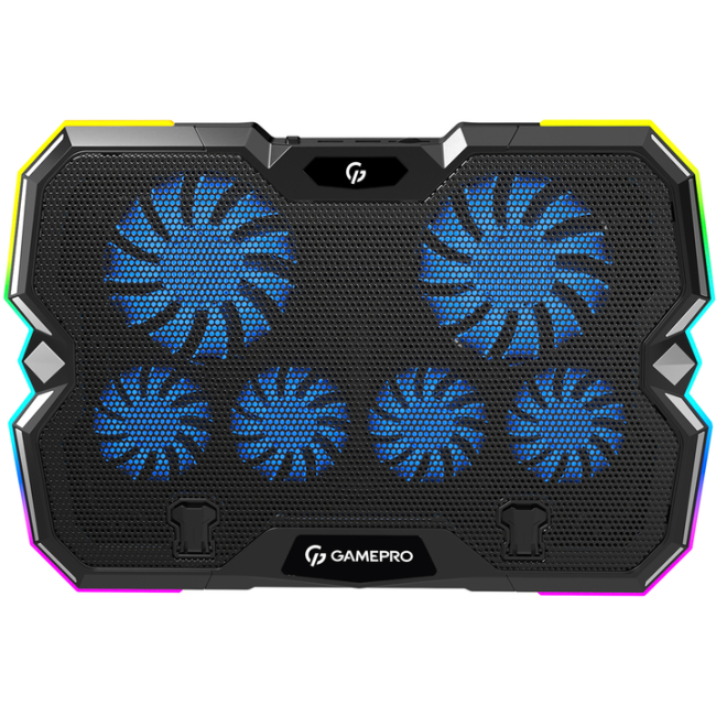 Ігрові приставки - Підставка під ноутбук GamePro охолоджуюча RGB Black (CP980)