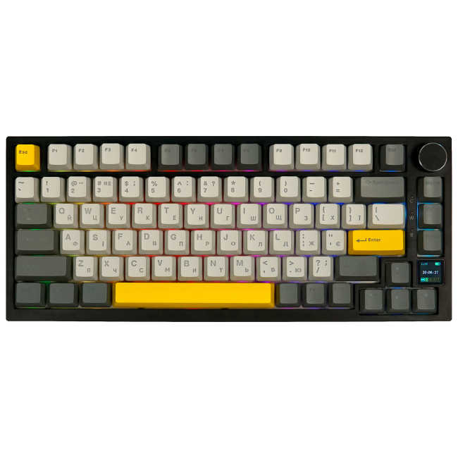 Ігрова периферія - Клавіатура Epomaker Pro 75% Gift Switch Hot-Swap LCD Screen RGB Black UA (AK820-PRO-B-G)