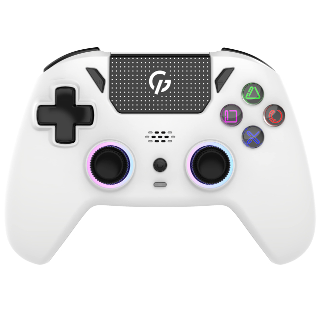 Ігрові приставки - Геймпад GamePro BT 5.3/USB PC/iOS/Android/PS3/PS4 RGB White (GPS13W)