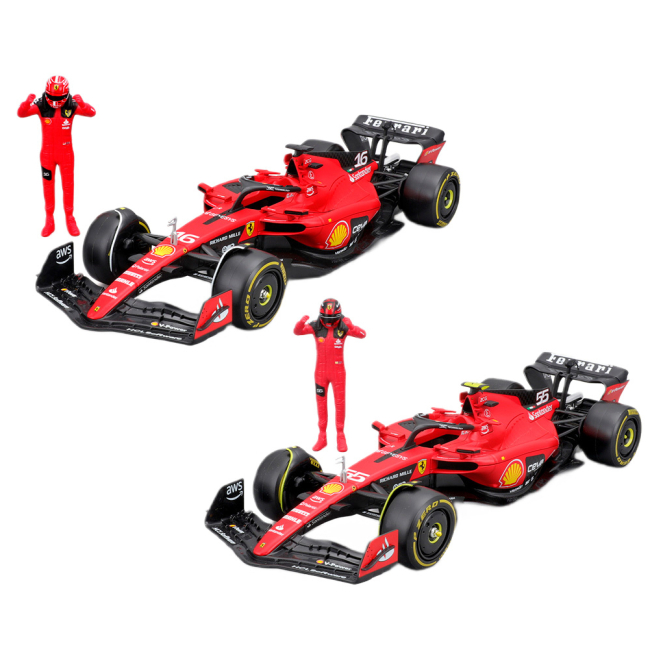 Автомоделі - Автомодель Bburago Racing Ferrari SF-23 з фігуркою в асортименті (18-26809)