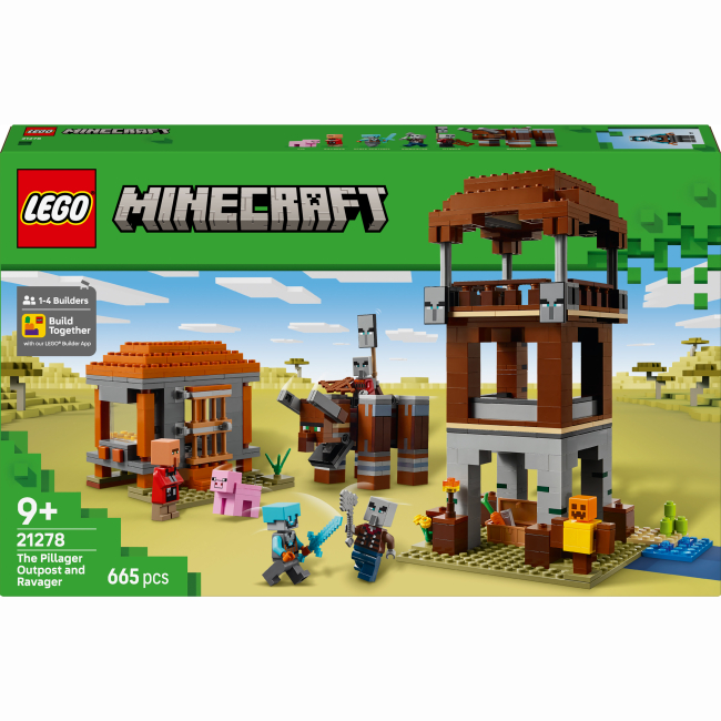Конструктори LEGO - Конструктор LEGO Minecraft Аванпост розбійників та спустошувач (21278)