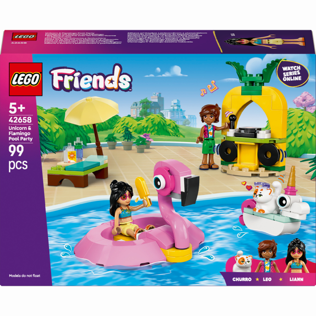 Конструкторы LEGO - Конструктор LEGO Friends Вечеринка единорога и фламинго у бассейна (42658)