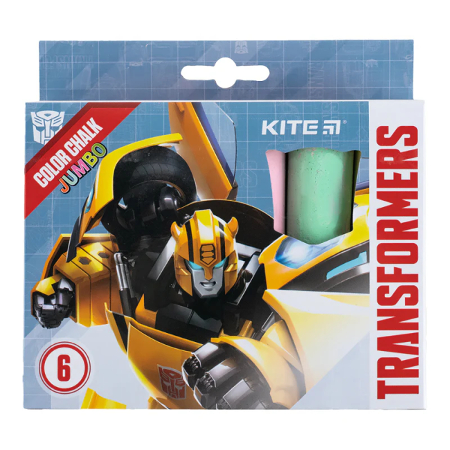 Канцтовары - Мел Kite Jumbo Transformers разноцветный 6 штук (TF24-073)