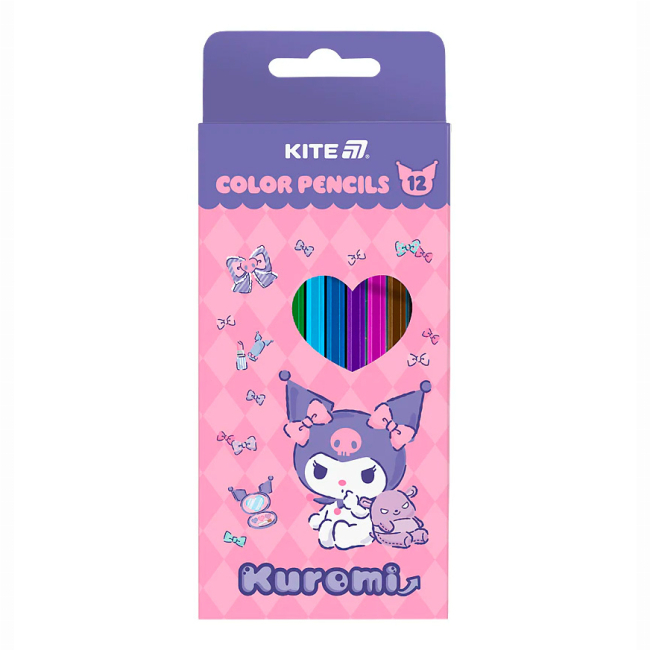 Канцтовари - Олівці кольорові Kite Kuromi тригранні 12 кольорів (HK25-053)