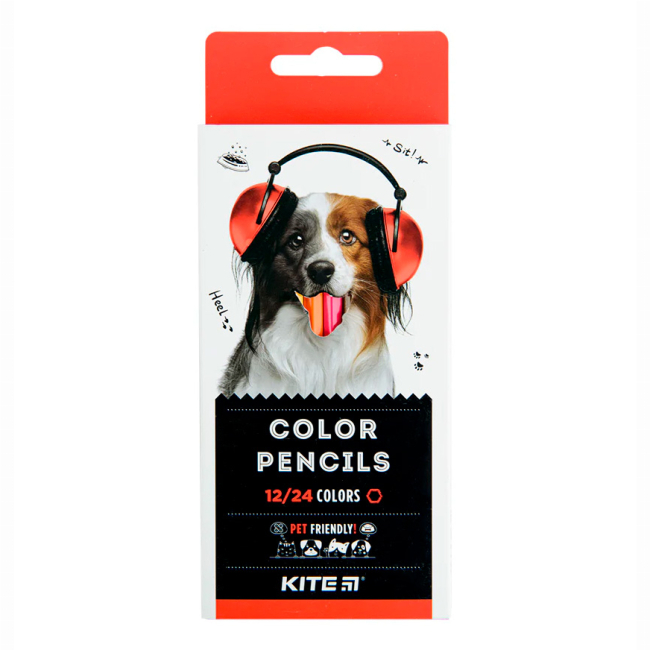Канцтовари - Олівці кольорові Kite Dogs двосторонні 12 кольорів (K22-054-1)