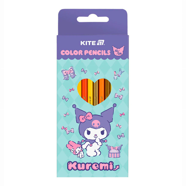 Канцтовари - Олівці кольорові Kite Kuromi двосторонні 12 кольорів (HK25-054-2)