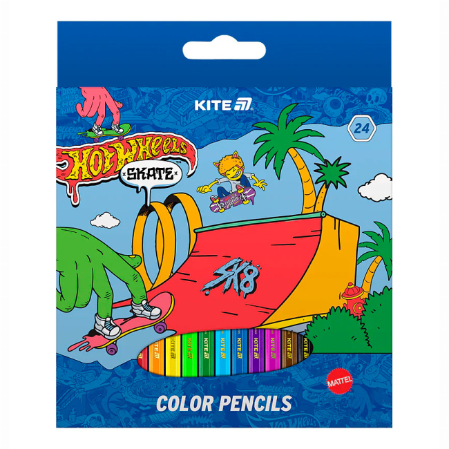 Канцтовары - Карандаши цветные Kite Hot Wheels 24 цвета (HW25-055-2)