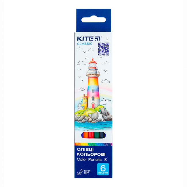 Канцтовары - Карандаши цветные Kite Classic 6 цветов (K-050)