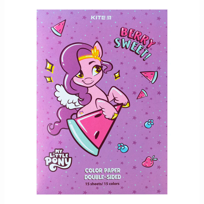 Канцтовари - Папір кольоровий Kite My Little Pony 15 аркушів А4 (LP24-250)