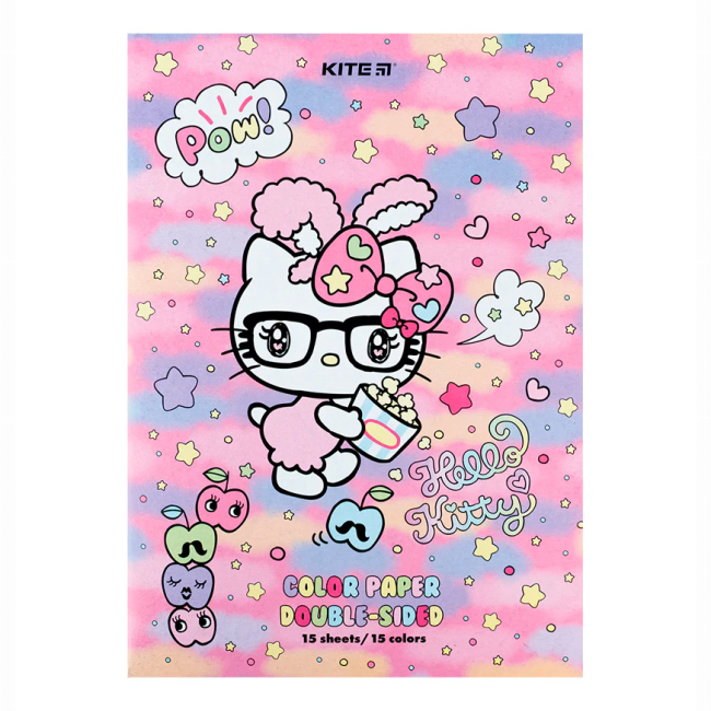 Канцтовары - Бумага цветная Kite Hello Kitty 15 листов А4 (HK24-250)