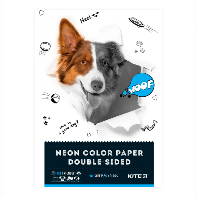 Канцтовары - Бумага цветная неоновая Kite Dogs 10 листов A4 (K22-252)