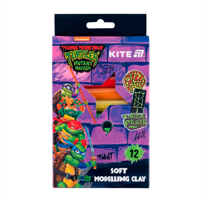 Набори для ліплення - Пластилін восковий Kite Ninja Turtles 12 кольорів (NT25-086)