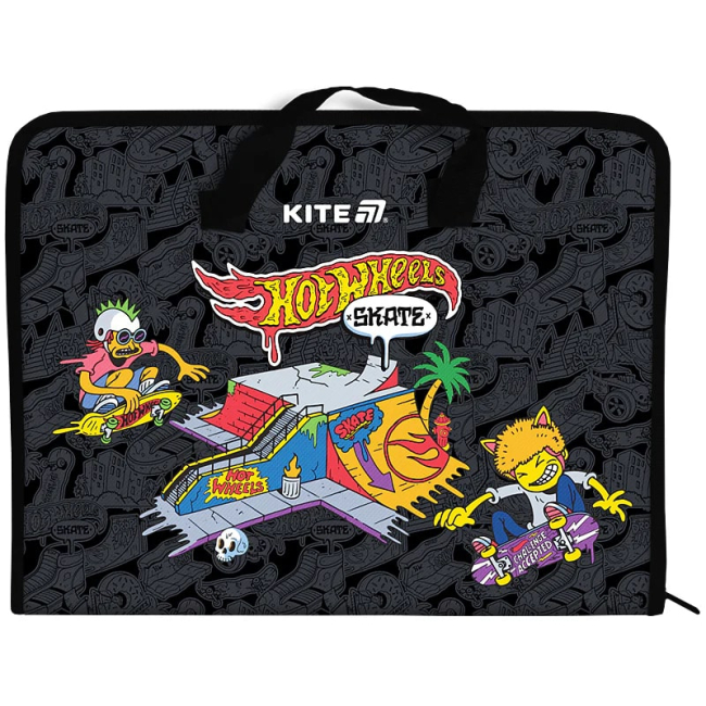 Канцтовари - Папка-портфель Kite Hot Wheels на блискавці A4 (HW25-202)