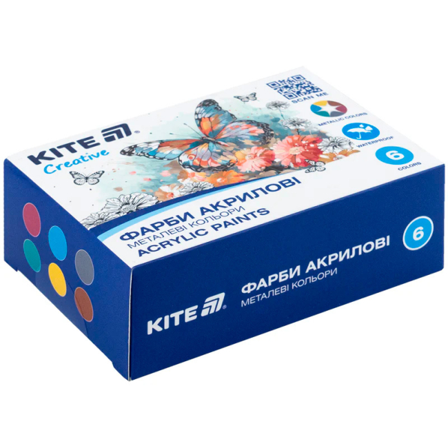 Канцтовари - Фарби акрилові Kite Creative 6 кольорів (K-273)