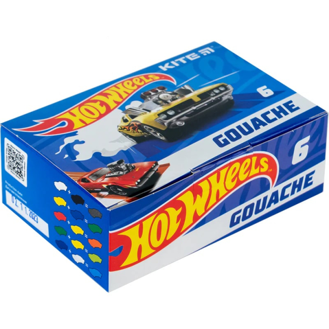 Канцтовари - Фарби гуаш Kite Hot Wheels 6 кольорів (HW23-062)