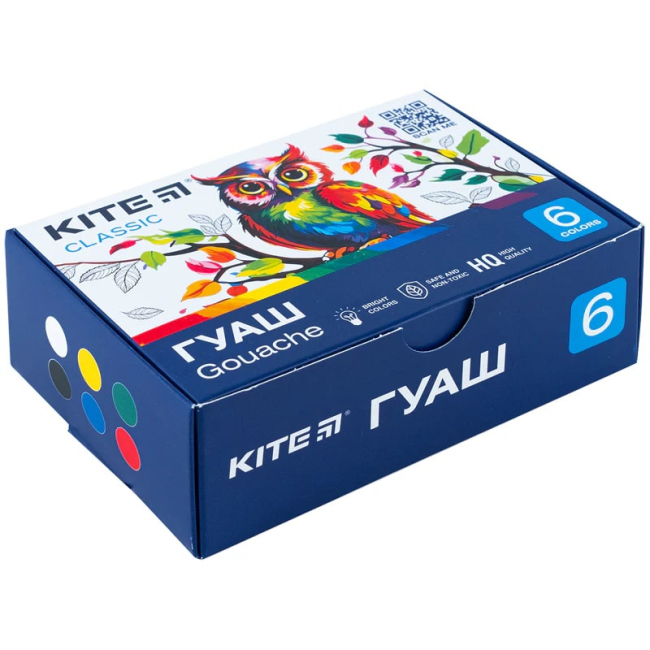 Канцтовари - Фарби гуаш Kite Classic 6 кольорів (K-062)