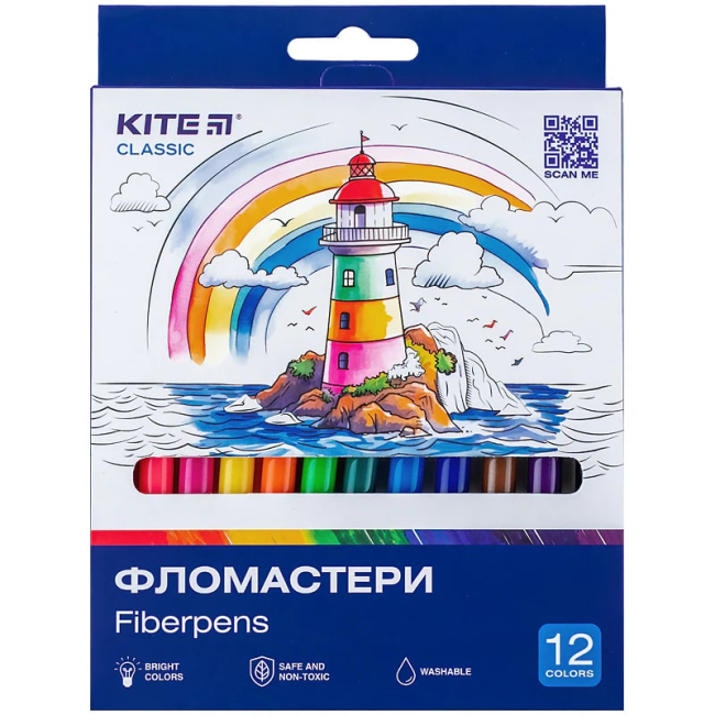 Канцтовари - Набір фломастерів Kite Classic 12 кольорів (K-447)