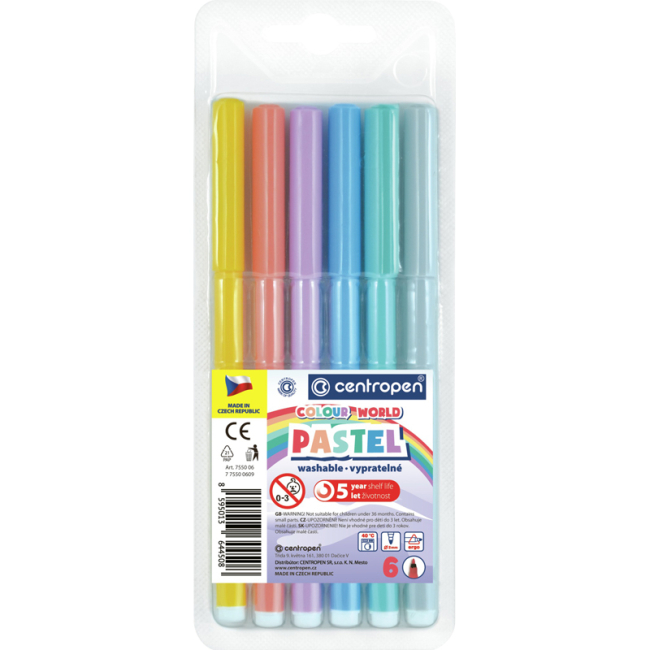 Канцтовари - Набір фломастерів Centropen pastel 6 кольорів (7550/0609 TP)