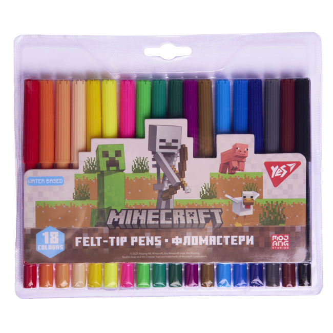 Канцтовари - Фломастери Yes Minecraft 18 кольорів (650569)