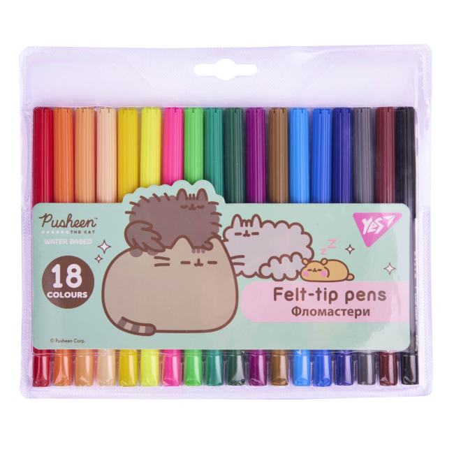 Канцтовари - Фломастери Yes Pusheen 18 кольорів (650570)