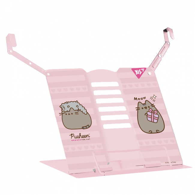 Канцтовары - Подставка для книг Yes Pusheen с дополнительными фиксаторами розовая (470519)