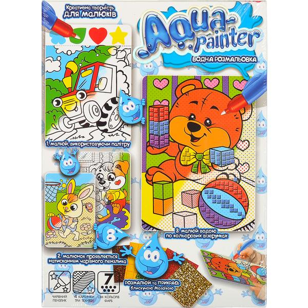 Товары для рисования - Водная раскраска Danko toys Aqua painter Мишка с кубиками (AQP-01-06U)