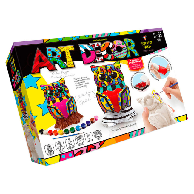 Наборы для творчества - Набор для творчества Danko toys Art decor Раскрась фигурку Сова (ARTD-01-02U)