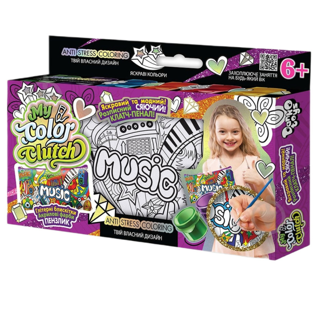 Набори для творчості - Набір для творчості Danko toys My color Clutch Пенал-розмальовка Music (CCL-01-03U)