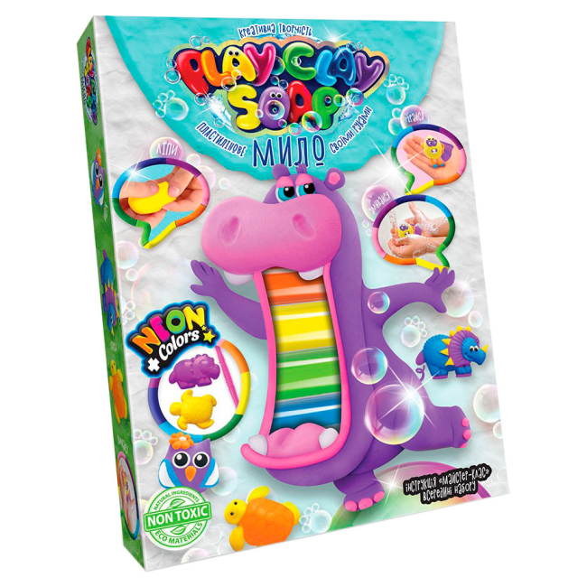 Наборы для лепки - Набор Danko toys Play clay soap Пластилиновое мыло Бегемот 6 цветов (PCS-03-01U)