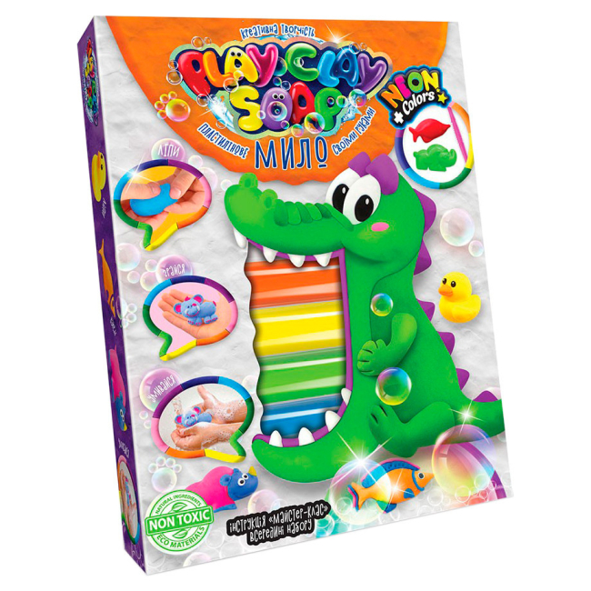 Наборы для лепки - Набор Danko toys Play clay soap Пластилиновое мыло Крокодил 6 цветов (PCS-03-02U)