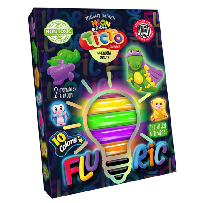 Наборы для лепки - Тесто для лепки Danko toys Fluoric 10 цветов (TMD-FL10-02U)