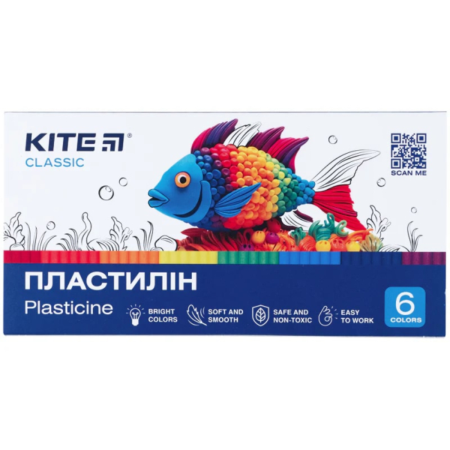 Набори для ліплення - Пластилін Kite Classic 6 кольорів (K-081)