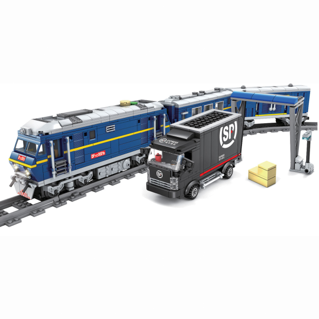 Конструктори з унікальними деталями - Конструктор Zipp toys Потяг DF11 Z з рельсами синій (532.01.02)