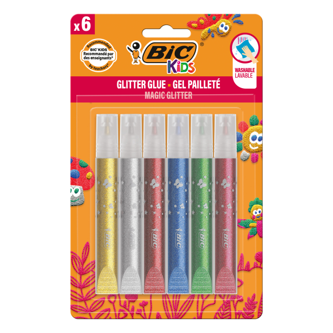 Канцтовари - Клей з блискітками BIC Kids Glitter glue 6 штук (bc893269)