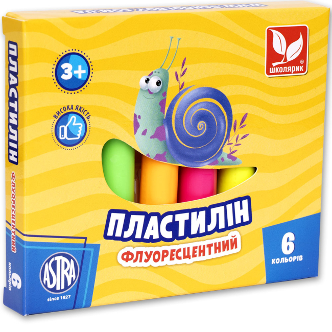 Набори для ліплення - Пластилін восковий Школярик флуоресцентний 6 кольорів (83811906-UA)
