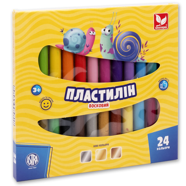 Наборы для лепки - Пластилин восковой Школярик 24 цвета (303110001-UA)