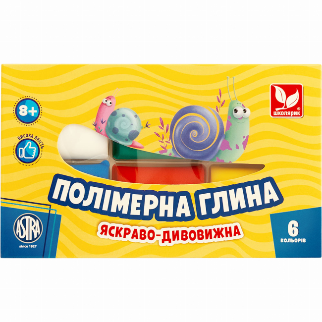 Набори для ліплення - Полімерна глина Школярик 6 кольорів (83911901-UA)