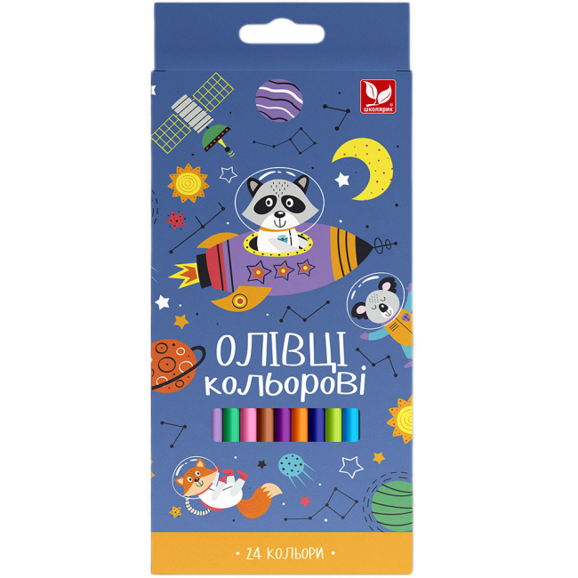 Канцтовари - Олівці Школярик тригранні 24 кольори (133SH-24)