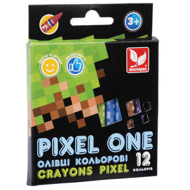 Канцтовари - Олівці Школярик Crayons Pixel one 12 кольорів (316121007-UA)