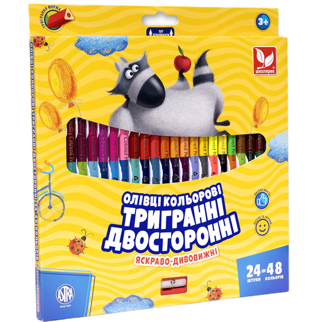 Канцтовары - Карандаши Школярик трехгранные двусторонние 48 цветов (312116004-UA)