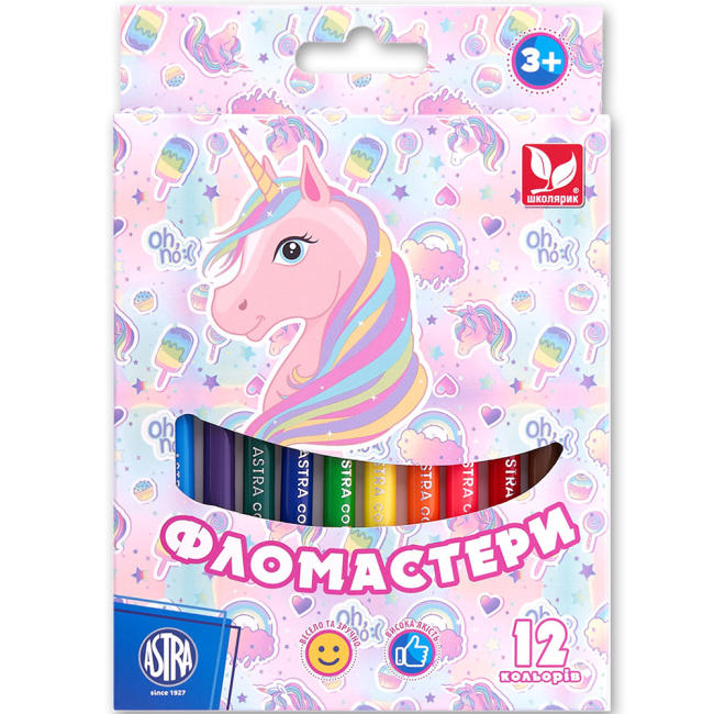 Канцтовари - Набір фломастерів Школярик Unicorn 12 кольорів (314022003-UA)