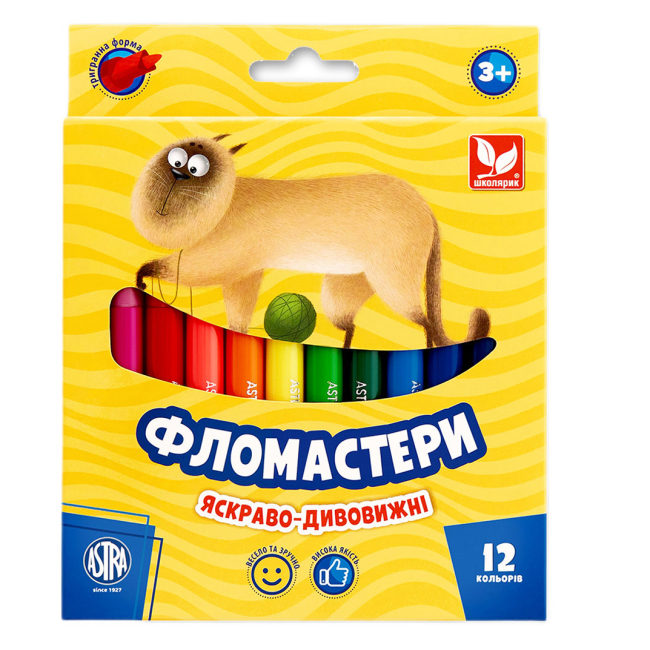 Канцтовары - ​Набор фломастеров Школярик 12 цветов (314110003-UA)