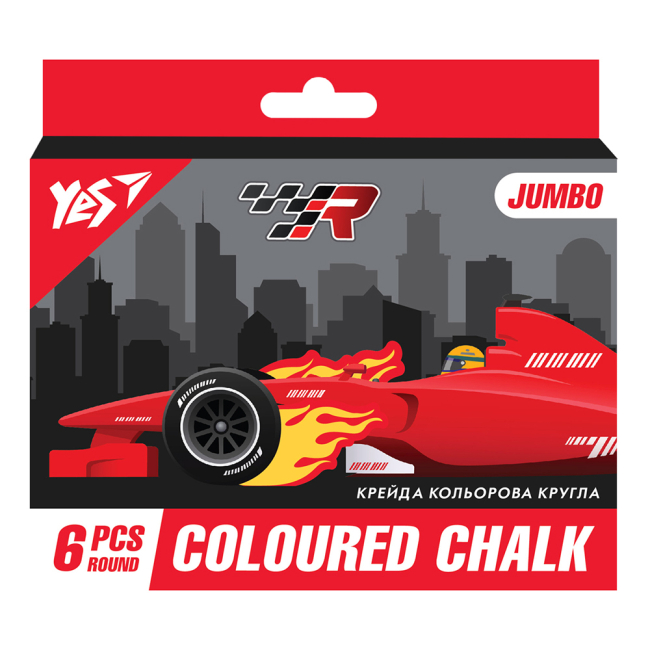 Канцтовари - Крейда кольорова Yes Jumbo Race legend 6 шт (400465)