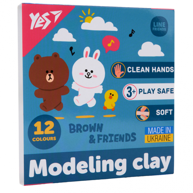 Набори для ліплення - Пластилін Yes Line Friends 12 кольорів (540670)