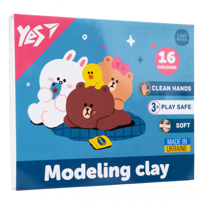 Набори для ліплення - Пластилін Yes Line Friends 16 кольорів (540675)