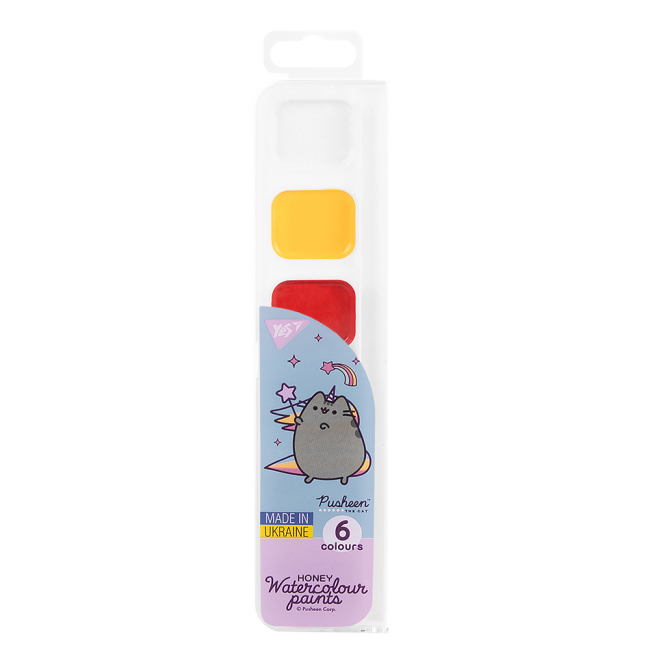 Канцтовары - Краски акварельные медовые Yes Pusheen 6 цветов (110273)